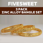 3 Pack 18K Gold Plated Dubai Gold Bangle Bracelet Jewelry Set for Women