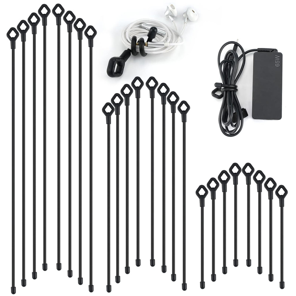 Silicone Cable Ties with Holes, 24PK Reusable Twist Ties for Bundling
