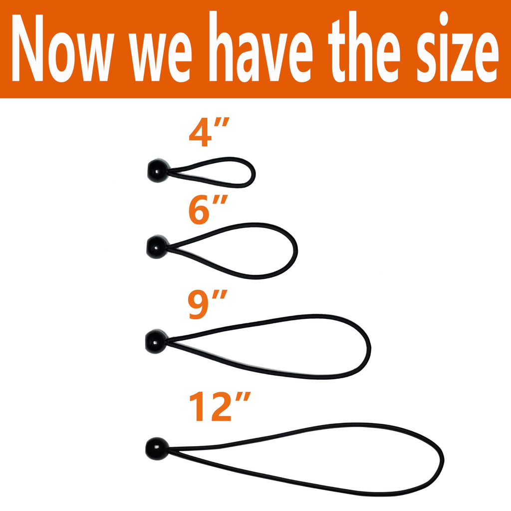 50-Piece YELIER Ball Bungee Cord (Black, 6"), UV Resistant, Antioxidant, Secure Tie Down