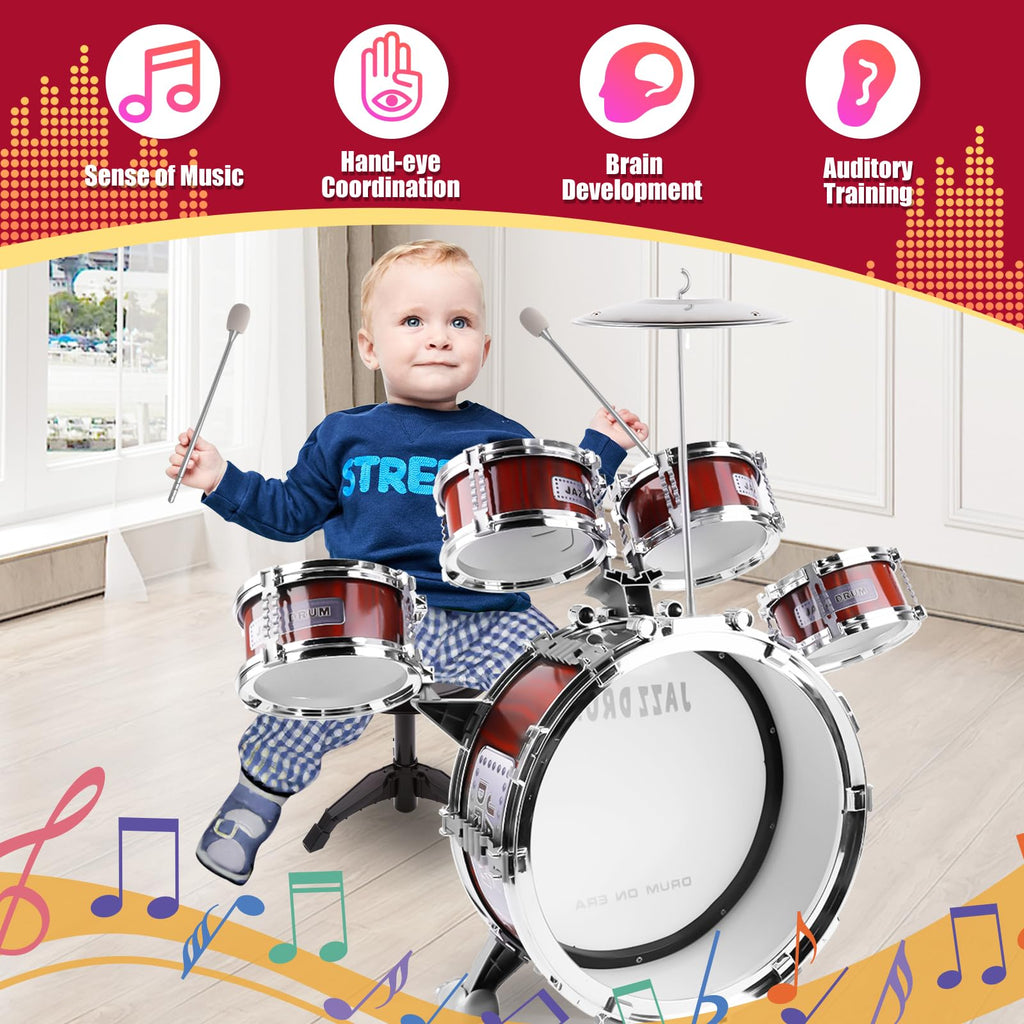 Kids Drum Set for Toddlers 3-5 - Musical Instruments Toys Birthday Gifts
