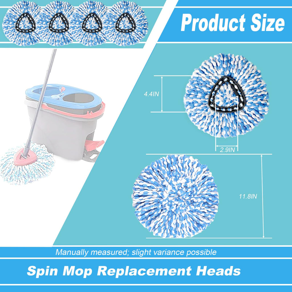 12 Pack Spin Mop Replacement Head,Fit for Rinse Clean 2-Tank System, Microfiber Mop Head Replacement Easy Wring Mop,Refill Mop Replace Head for Floor Cleaning