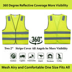 Lavori-AK Safety Vests 10 Pack - Yellow Reflective High Visibility Construction ANSI Class 2 Work Vest for Men,Woman,Hi Vis Vest Mesh and Neon Silver Strip