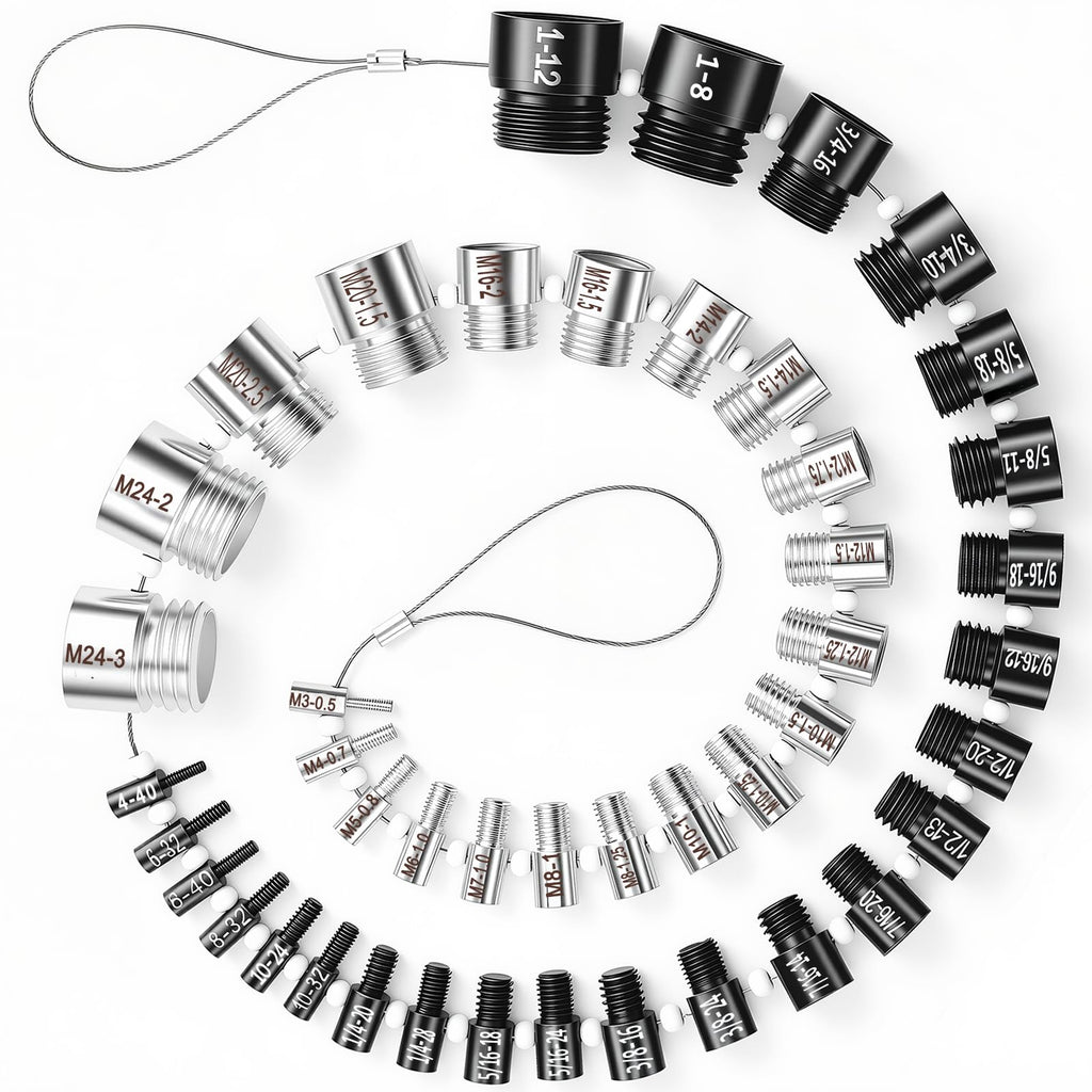 Nut and Bolt Thread Checker 45 Male/Female Thread Gauges (24 SAE/Inch & 21 Metric) Nut and Bolt Thread Size Checker Thread Identifier Gauges for Quickly Identify and Verify