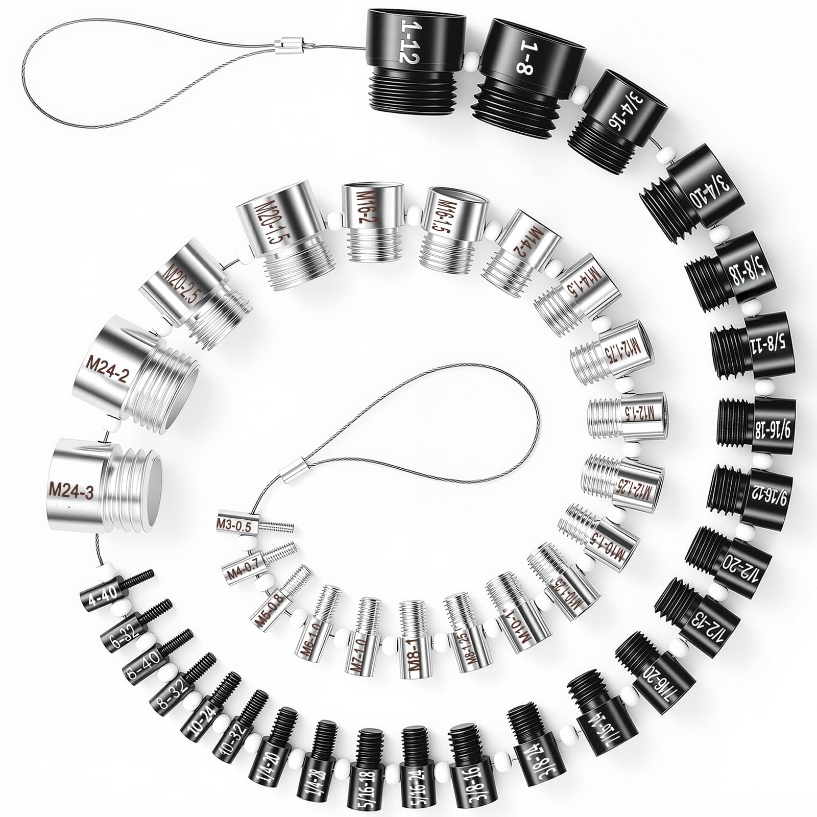 Nut and Bolt Thread Checker 45 Male/Female Thread Gauges (24 SAE/Inch & 21 Metric) Nut and Bolt Thread Size Checker Thread Identifier Gauges for Quickly Identify and Verify