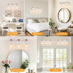 FadimiKoo 3-Light Farmhouse White Bathroom Vanity Light Fixtures, Rustic Wood Vanity Lights for Bathroom, Modern Bath Sconces Wall Lighting with Elegant Metal Shade for Mirror, Living Room, Bedroom