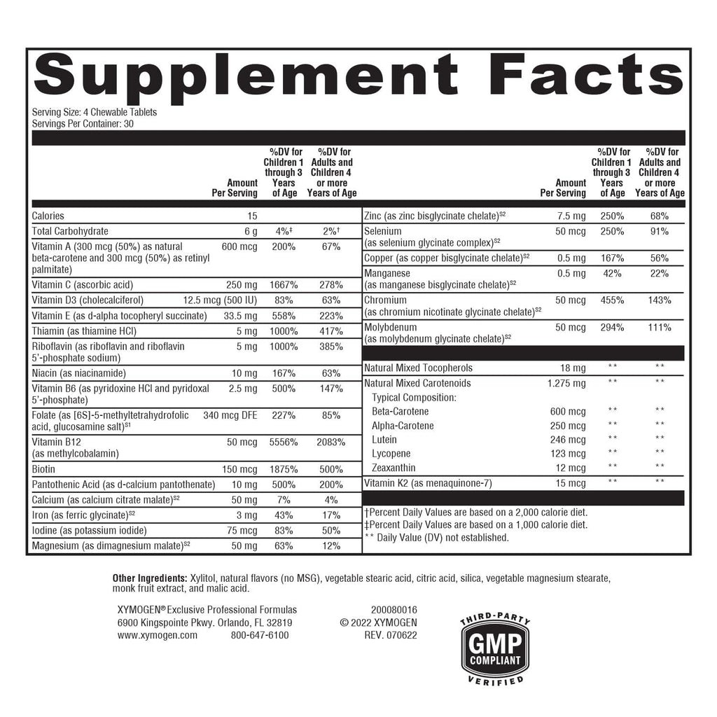XYMOGEN ActivNutrients Chewable - Children's Multivitamin for Wellness Support - Antioxidant & Micronutrition - Non-GMO & Gluten-Free - Mixed Berry Flavor - 120 Count