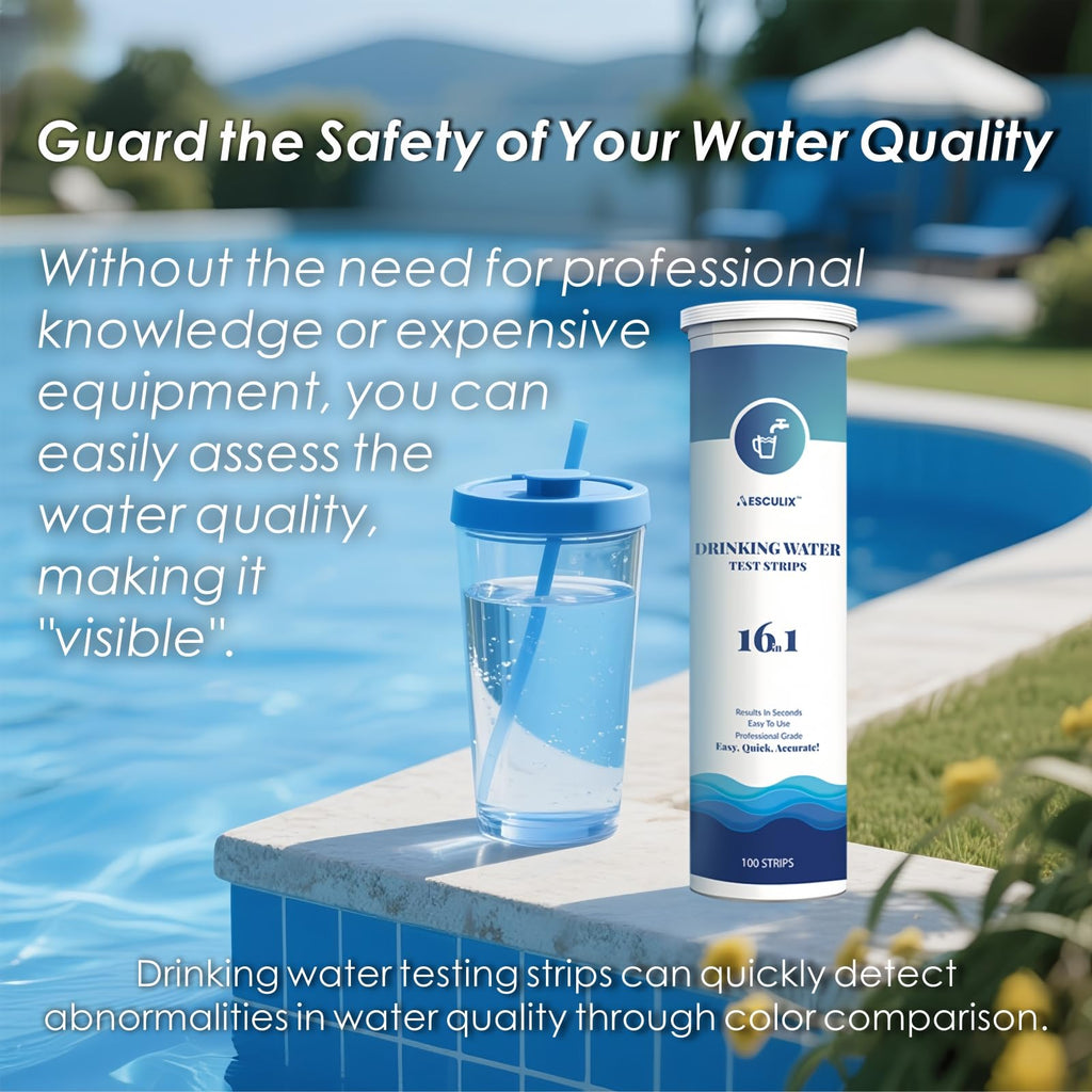 20 in 1 Water Tester for Drinking Water, Well Water Testing Kit, Suitable for Household Tap Water, Natural Water Quality Testing, Can Detect Water Hardness, Chlorine, Lead, Ph, Etc. (123 Test Strips)