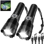 BESTSUN Rechargeable Flashlights 1000 High Lumens 2 Pack, Super Bright Tactical Flashlight 3 Modes with Power Display, Waterproof Zoomable LED Flash Light for Home Emergencies Camping Hiking