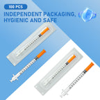 U-100 1cc 29g 1/2 Inch Syringe, Individually Packed, Pack 100.