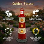 Large Garden Statues 23" Coastal Solar Lighthouse Garden Decor for Outside