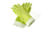 Full Circle Splash Patrol - Natural Latex Cleaning Dish Gloves, Stay-Dry Cotton Cuffs, Durable with Protective Lining, Medium/Large, (1 Pair) Green