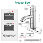Bathroom Faucet Chrome Modern Bathroom Sink Faucet, Single Handle Faucet for Sink, Vanity, RV, Lavatory, Suitable for 1 or 3 Holes, with Supply Deck Plate and Hose