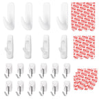 Sinfuo 20 Hooks + 32 Stirps Hanging Variety Pack,Adhesive wall Hooks Heavy Duty,no Damage Large midium Small Sticky Utility Hooks for Outdoor,Tower,Keys