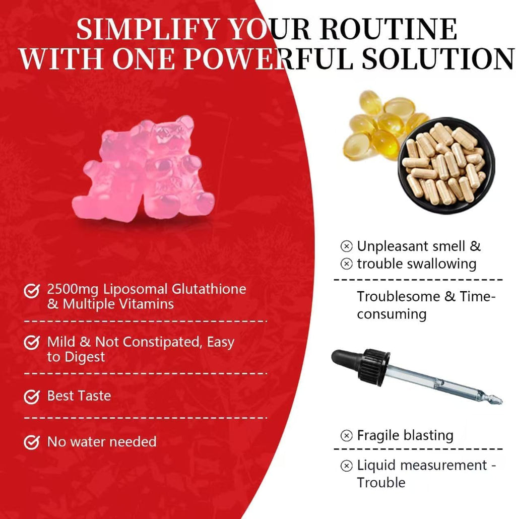 Oakevlp 30 Days Supply 2500MG Liposomal Glutathione Gummies,Enhance 98% Absorption-for Skin whitening & Support Liver Function, Antioxidant for Aging Alleviation