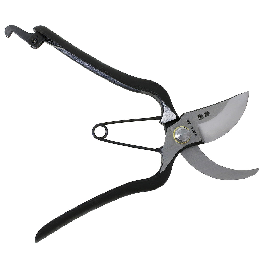 KAKURI Japanese Pruning Shears for Gardening Heavy Duty 8", Made in JAPAN, Professional Garden Bypass Pruners with Leather Sheath, Hand Forged Japanese Carbon Steel, Black