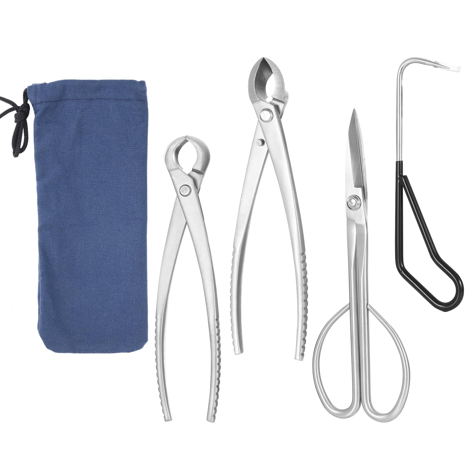 4 Piece Bonsai Tools Set, Knob Cutter,Concave Cutter,Plant Care,Root Hook