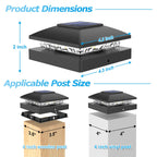 VOLISUN 4x4 Solar Post Cap Light 8pack,Solar Fence - Post Lights Outdoor Waterproof for Wooden/Vinyl Post,Black Deck Post Cap Light Solar Powered with Warm White for Garden/Patio/Porch