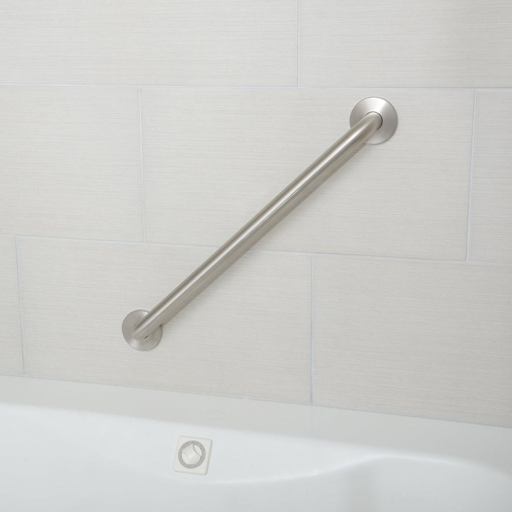 Amazon Basics Bathroom Handicap Safety Grab Bar, 24 Inch Length, 1.25 Inch Diameter, Holds up to 500LBs, ADA Compliant, Stainless Steel