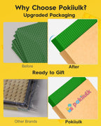 Pokiiulk 20 Baseplates for Bricks, Classic Green Building Base Plates, 10"x 10" (32Studs Each Side), Compatible with All Major Brands