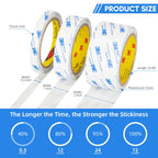 3M Double Sided Tape 1"×32.8Ft 2 Pack 9448A Double Coated Tissue Tape Adhesive Sticky Tape Translucent Removable for Foam Art Craft Nameplate Bonding