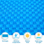 Outvita Solar Pool Cover, 8 Mil Blue Heavy Duty Rectangle Solar Blanket Heaters for Above-Ground and In-Ground Pools(9' x 18')