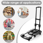 Voipvvii Folding Hand Truck 500lbs, Portable Heavy Duty Dolly Cart, 6 Wheels Collapsible Luggage Cart with 2 Elastic Ropes - Compact Trolley Cart for Easy Moving - Ideal Hand Cart for Travel and More