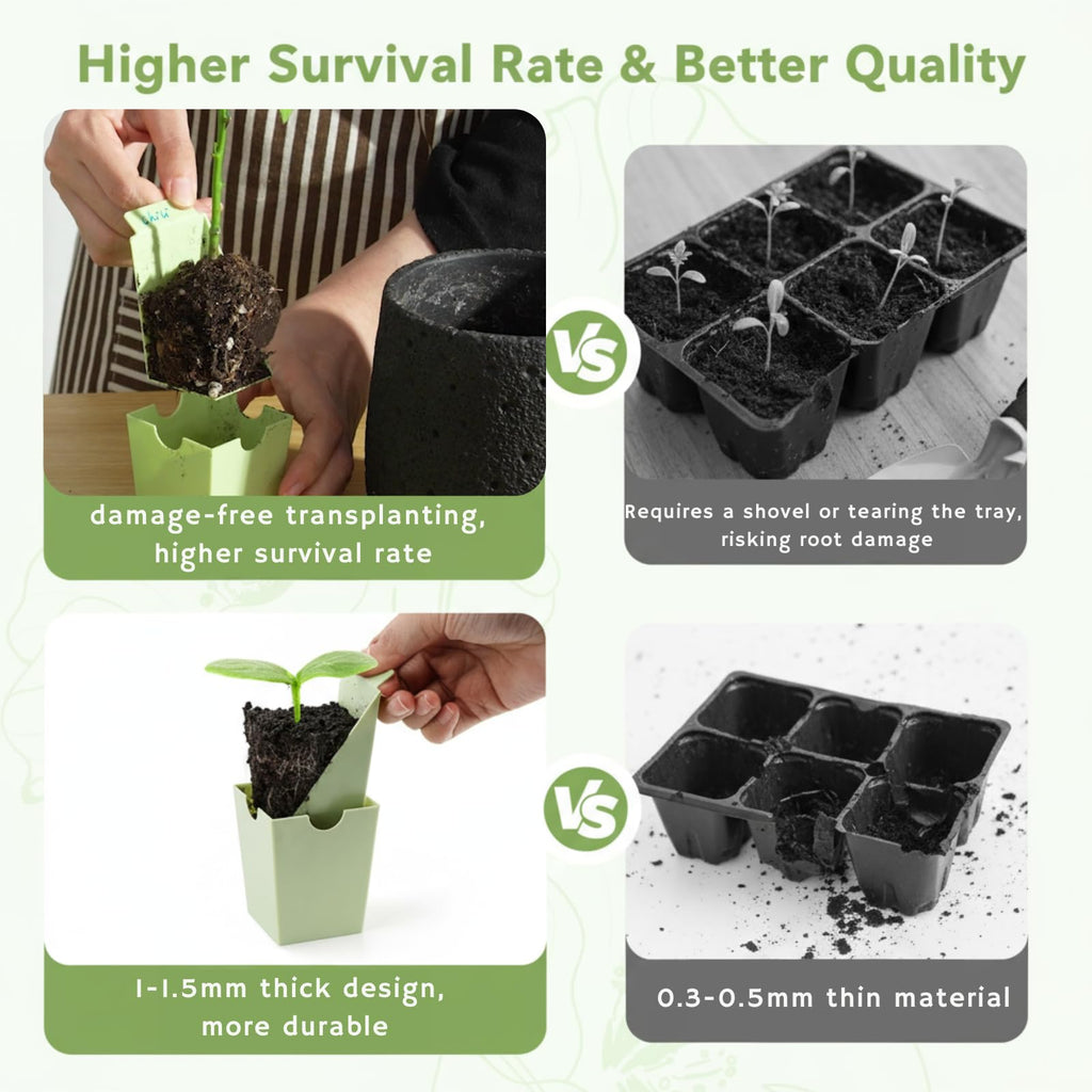 GREENBAZZAR Seed Starter Tray with Lift-Out Handles for Easy Transplanting