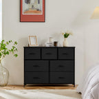 Sweetcrispy 7 Drawer Fabric Dresser for Bedroom Storage with Bins, Black