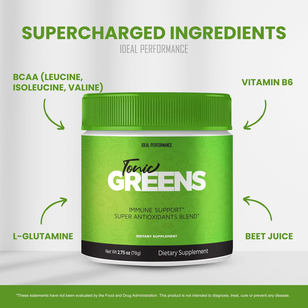 Tonic Greens Powder Vitamin Supplement Advanced Formula - Natural Green Blend Energy Supplement - Maximum Strength, TonicGreens BCAA, Tonic Greens All Natural Formula Powder Support Reviews (1 Pack)