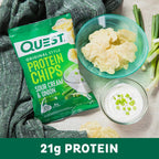 Quest Nutrition Protein Chips, Sour Cream & Onion, 21g Protein, 3g Net Carbs, 130 Cals, 1.1 oz Bag, 1 Count, High Protein, Low Carb, Gluten Free, Soy Free, Potato Free (Pack of 2)