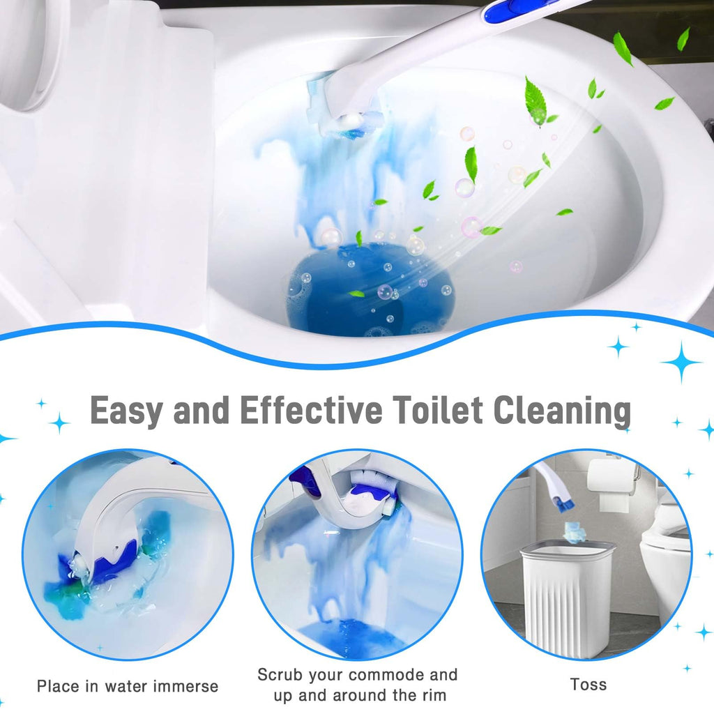 CARZEXSUC Toilet Cleaner Refill Pads Ocean Scent Enhanced Odor Control 72 Count Scrubber Refill Clean Stains Disposable Toilet Brush Refill for Toilet and Bathroom