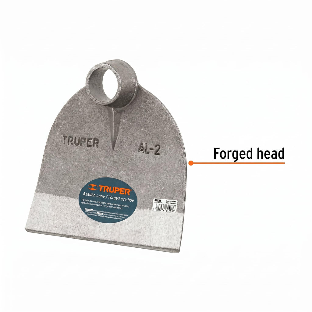 Truper Lane No. 2 Field Hoe Head, 2 lb Forged Steel, Heavy-Duty Replacement Hoe Head for Agriculture and Landscaping (Model AL-2/10606)