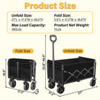 Collapsible Wagons Carts Foldable, 360Lbs Foldable Wagon with Wheels