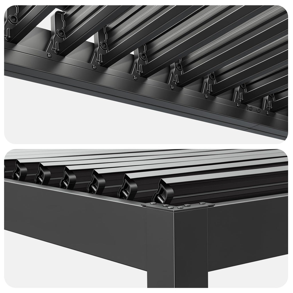MELLCOM 10x12 Louvered Pergola Adjustable Roof Weatherproof