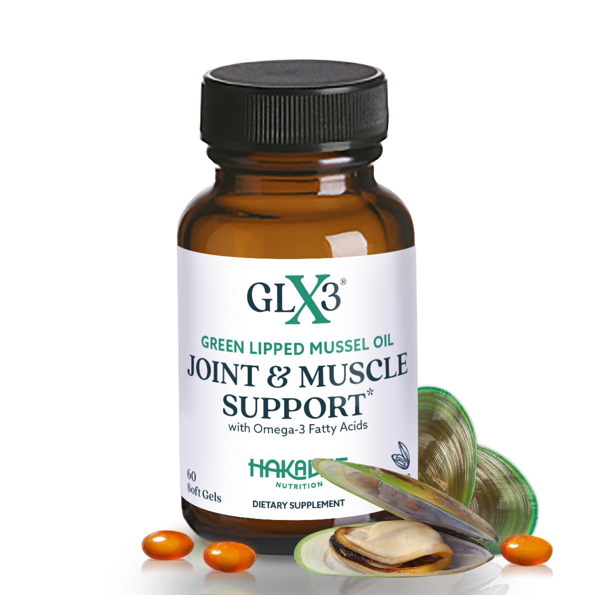 GLX3 Joint Support Extra Strength Omega-3 Supplement | Premium New Zealand Green Lipped Mussel Oil - Comfort, Flexibility, Muscle Recovery - ETA EPA DHA Omega 3 Supplement Capsules by Haka Life