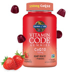Garden of Life Vitamin Code CoQ10 Gummies 150 mg, Coenzyme Q10 for Heart Health, Energy Production & Healthy Aging + Prebiotics & Probiotics for Digestion, Non-GMO, Gluten-Free, 60 Strawberry Gummies