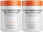 Codeage Teen Multivitamin Supplement – Daily Vitamins and Minerals for Teen Boys and Girls – Organic Whole Food Formula with Omega-3 and Vitamins A to K - 2 Pack