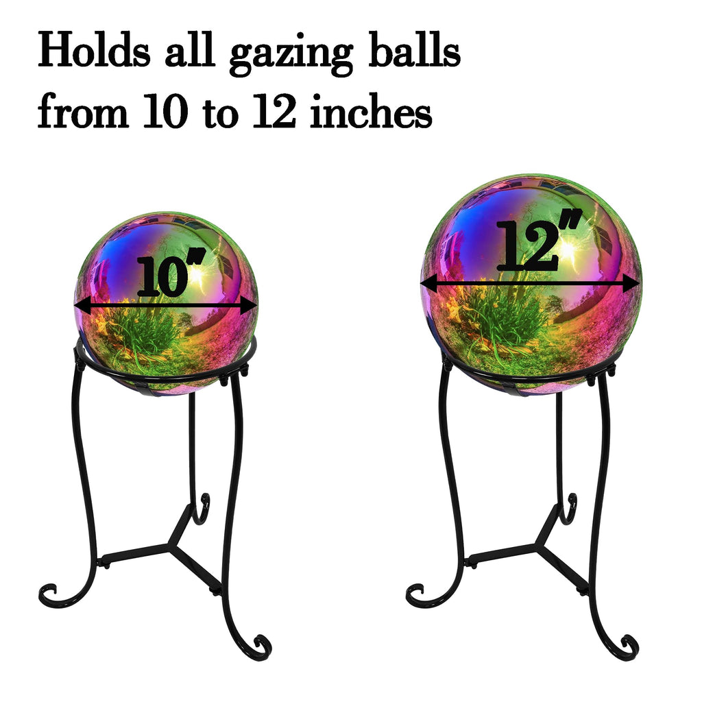 Polyjkl 16" Tall Gazing Ball Stand for 10-12 inch Balls, Black Metal Gazing Globe Display Holder Stands for Outdoor Garden Clearance, 9" L x 9" W x 16" H