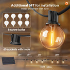 addlon 198FT(192+6) Solar String Lights Outdoor Waterproof, 96+8 LED Shatterproof Bulbs with Remote, Dimmable Brightness & 3 Modes, Solar Powered Patio Lights for Garden,Deck,Backyard,Wedding,Camping