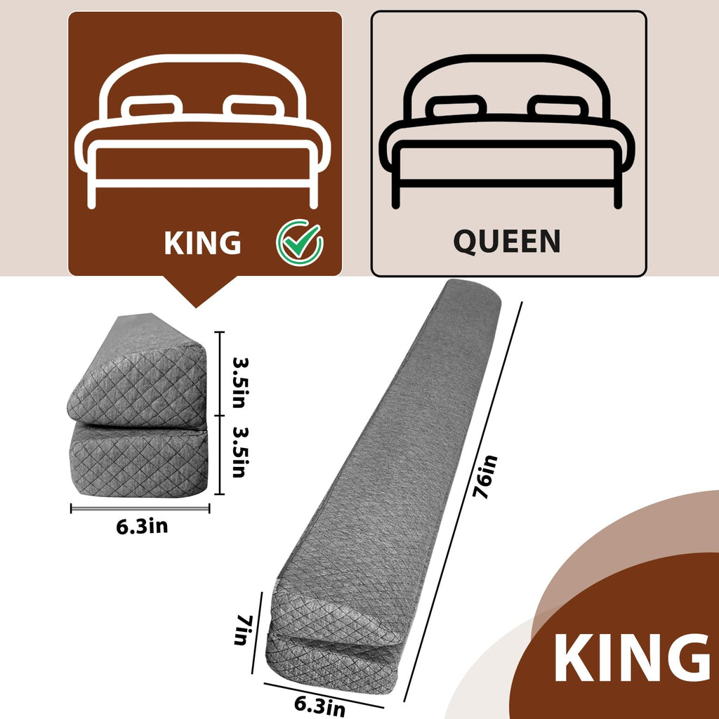 FOUXTEL 4 Modes Pillow Wedge for Headboard Gap, Foldable Bed Wedge Pillow, Bed Gap Filler King Size Fill The Gap (0-7"), Mattress Gap Filler Long Pillow Between Headboard and Mattress