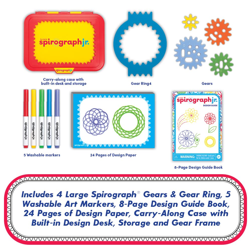 Spirograph Jr. — Jumbo Sized Gears Classic Retro Toy For Spiral Drawing Art Design Toy Kit for Smaller Hands — For Kids Ages 3 and Up