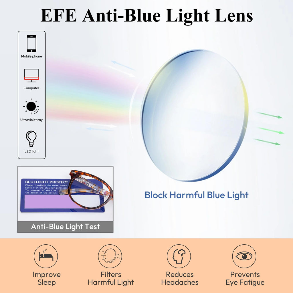 EFE Reading Glasses Readers for Women Ladies 2.0 Lightweight Full Frame Spring Hinge Eyeglasses 5 Pack (Mix Color, 2.00)