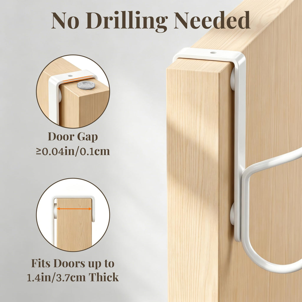niffgaff Over Door Hook 2-Pack, Heavy Duty Door Hanger, Fits Interior Doors 1.4 Inches Thick, Organize Coats, Hats, Towels, and Bags for Entryways, Bathrooms, Bedrooms, and Kitchens, White
