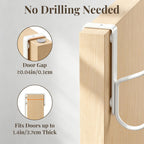 niffgaff Over Door Hook 2-Pack, Heavy Duty Door Hanger, Fits Interior Doors 1.4 Inches Thick, Organize Coats, Hats, Towels, and Bags for Entryways, Bathrooms, Bedrooms, and Kitchens, White
