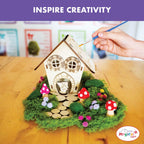 Fairy House Craft Kit for Kids, DIY Wooden Fairy Garden Kit with Paints & Decorations, Arts & Crafts for Kids, Creative Activity, Birthday Gift for Girls Ages 5 6 7 8–12