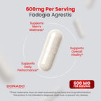 Fadogia Agrestis 600mg Extract - (180 Capsules) - [Maximum Strength] - Strength, Drive, Athletic Performance, Muscle Mass - Third Party Tested - Zero Fillers - Gluten Free, Non-GMO, Vegan Capsules