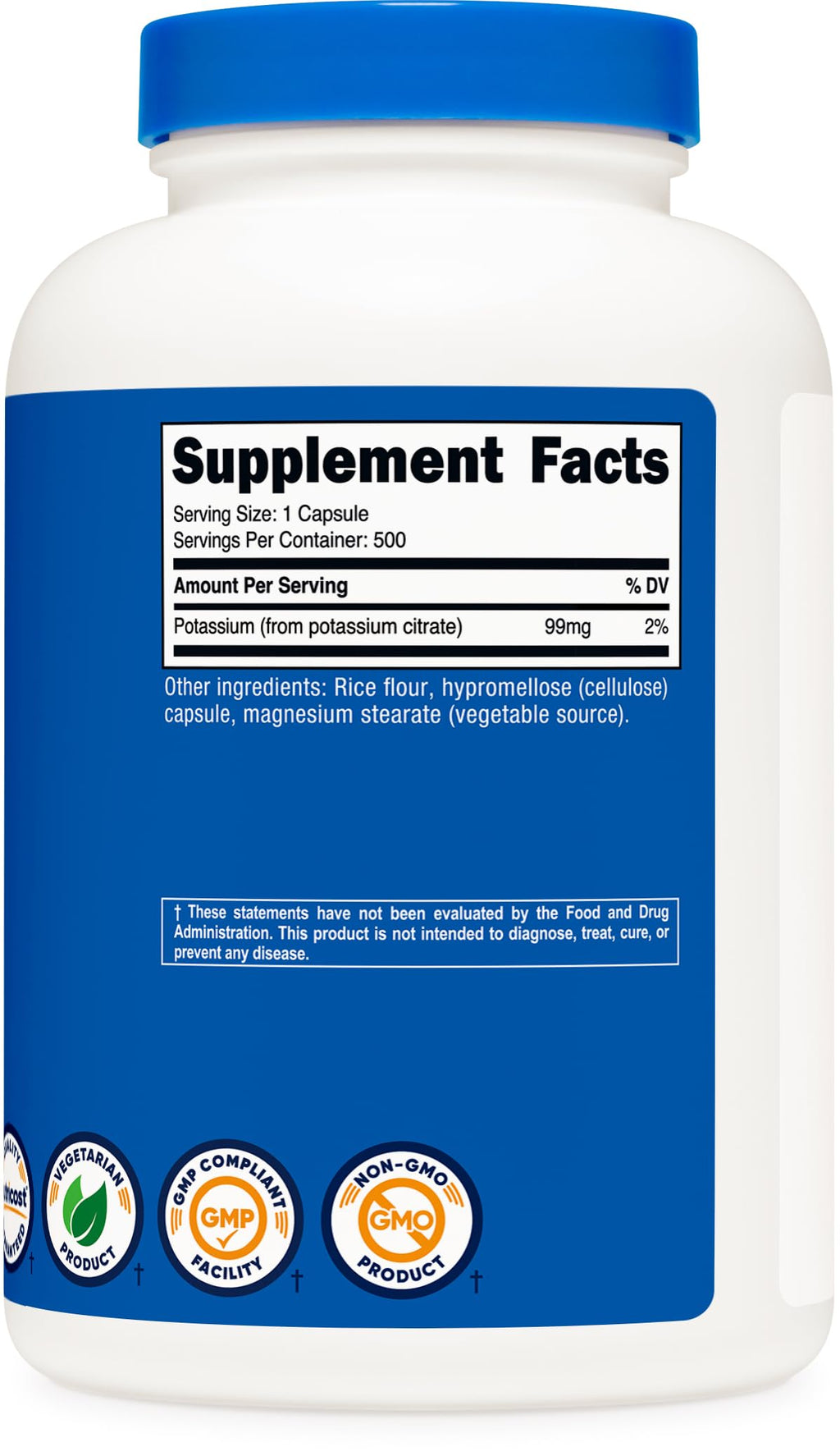 Nutricost Potassium Citrate 99mg, 500 Capsules (3 Bottles)