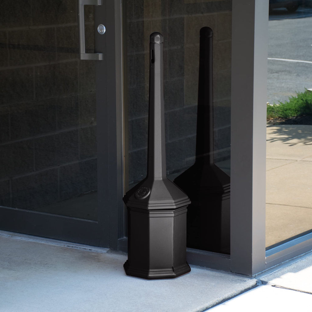 Commercial Zone 710301 Smoker’s Outpost Site Saver Cigarette Receptacle, Black, Plastic, 5 Quart