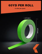 KREFINISH Painters Tape for Car - Green No Residue Automotive Masking Tape - Heat Resistant for Paint Booth, 0.7 Inches x 60 Yards, 6 Rolls