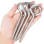 Aovchei Eye Screws, 4 Pcs 6 inches 304 Heavy Duty Stainless Steel Screw Hooks, Rust-Resistant Self Tapping Eyelet Bolts for Wood, Securing Cables Wires, Indoor & Outdoor for Hanging Artwork